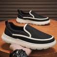 thumbnail image 4 of Men's Black & White Two-Tone Slip-On Casual Shoes, Lightweight Platform Loafers, 4 of 10