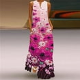thumbnail image 2 of Maxi Dress Women Summer Beach 3D Flower Printed Sleeveless Elegant Long Dress V Neck Casual Plus Size Vestidos Dresses, 2 of 6