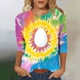thumbnail image 2 of Enjoytime Easter Shirts for Women Cute Eggs Bunny Print Crew Neck 3/4 Sleeve T Shirts Loose Casual Plus Size Tops, 2 of 4