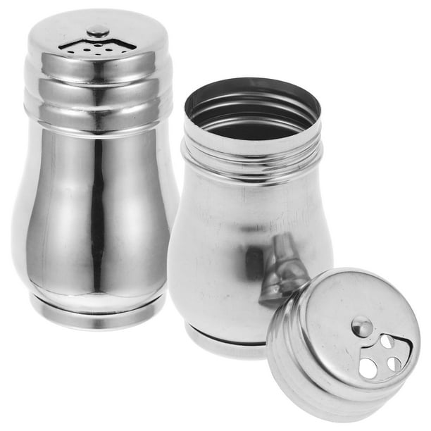 2 saleros y pimenteros de acero inoxidable con tapa, mini saleros para cocina y viajes, dispensador de pimienta comercial para cocinar