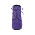 thumbnail image 5 of BLISSFUL STEP St. Patrick's Day Women's Ankle Boots Lace Up Platform Chunky Heel Purple 6, 5 of 7