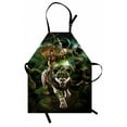 thumbnail image 1 of Fantasy World Apron Graphics of Fantasy Scene with Girl and Saber-tooth Tiger Magical Plants Galaxy, Unisex Kitchen Bib Apron with Adjustable Neck for Cooking Baking Gardening, Green, by Ambesonne, 1 of 3
