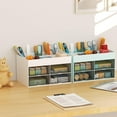 thumbnail image 5 of Marbrasse Pen Organizer with 4 Drawer, Multi-Functional Pencil Holder for Desk, Desk Organizers and Accessories with 4 Compartments + Drawer for Office Art Supplies (White), 5 of 7