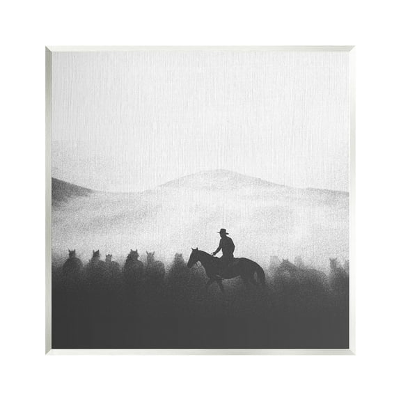 Stupell Industries Cowboy on Horseback Silhouette Animals & Insects Painting Unframed Art Print Wall Art, 12 x 12