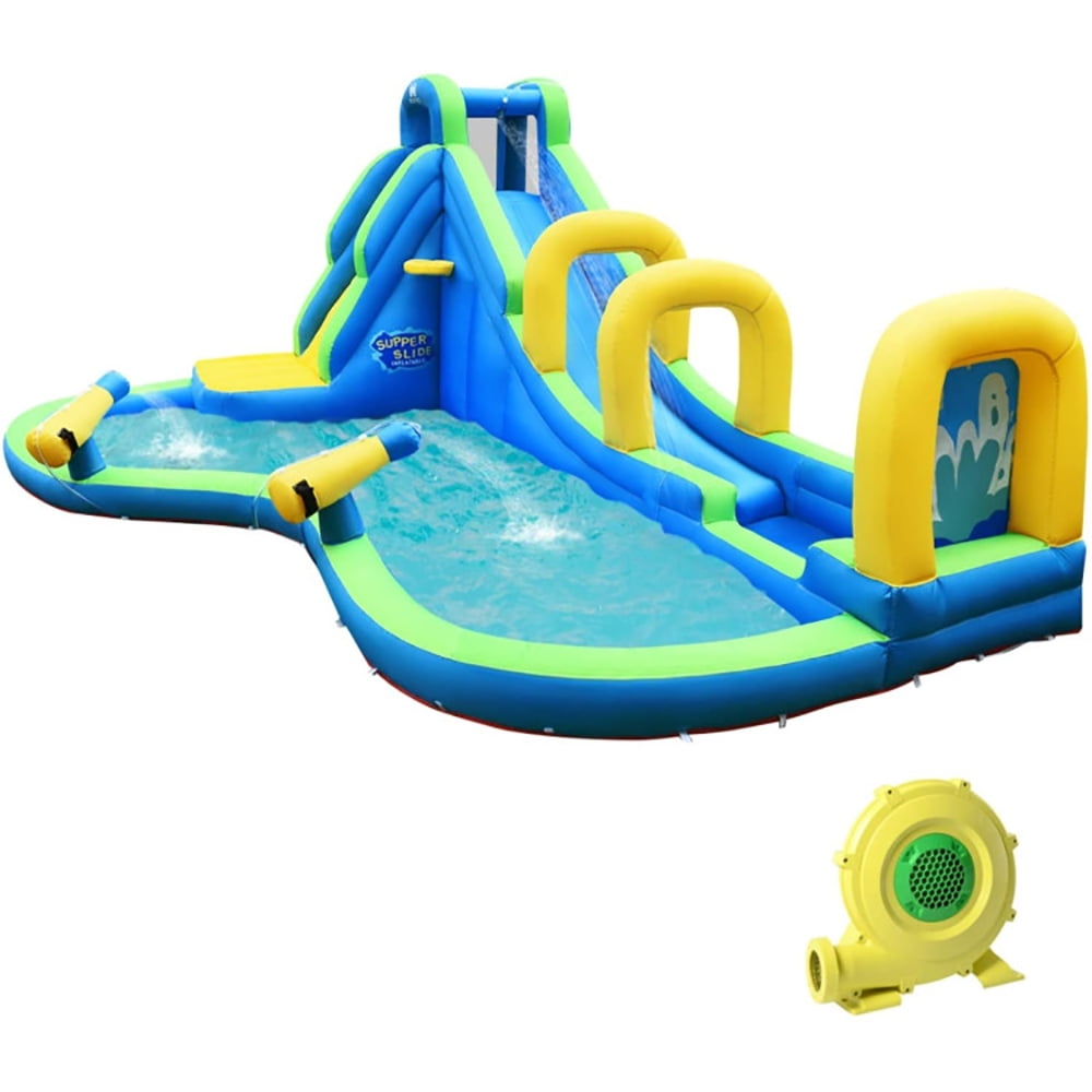 Aimee Lii Multifunctional Inflatable Water Bounce with Blower, Kids Bounce House Water Slide