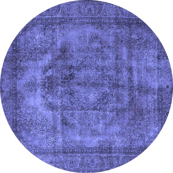 Ahgly Company Indoor Round Oriental Blue Industrial Area Rugs, 7' Round