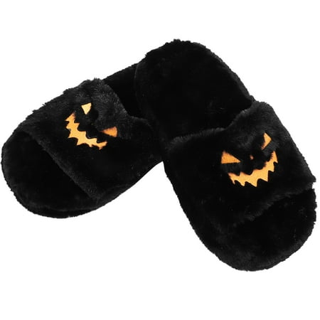 

Pumpkin Flat Slippers Non-skid Womens Indoor Winter Warm Non-slip 8 Plush Rubber