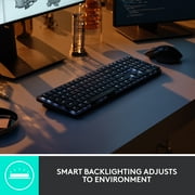 لوحة مفاتيح الأداء المضاء اللاسلكي الميكانيكي Logitech MX ، المفاتيح الخطية ، المفاتيح ذات الإضاءة الخلفية ، Bluetooth ، USB-C ، macOS ، Windows ، Linux ، iOS ، Android ، Metal