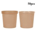 thumbnail image 2 of 50PCS Kraft Paper Food Cup Disposable Round Soup Container Take out Cup with Lid, 2 of 9