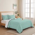 thumbnail image 5 of Queen Quilt Set 90''x96'', Linen Mint Green Lightweight Bedspread Coverlet Set with 2 Pillow Shams, Modern Minimalist Pure Solid Color Breathable All Season Quilt Bedding for Bedroom/Guest Room, 5 of 9