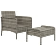 thumbnail image 2 of vidaXL 2 Piece Garden Lounge Set with Cushions Grey Poly Rattan, 2 of 5