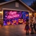 thumbnail image 4 of Large Halloween Garage Door Backdrop Pumpkin Bat Moon Print Front Yard Halloween Outdoor Decorations Seasonal Decor Curtain, 4 of 4