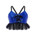 thumbnail image 3 of Miutii Kids Girls Jazz Dance Outfits Tulle Ruffle Camisole Top with Bell-Bottom Pants Sequins Ballroom Dancewear Blue 16, 3 of 7
