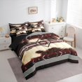 thumbnail image 3 of jejeloiu Rustic Cow Hide 7 Pieces Bedding Comforter Set,Abstract Geometric Rhombus Full Bedding Set,Gray Red Stripe Fitted Sheet Flat Sheet For Boys Kids,Ultra Soft Home Decor Reversible, 3 of 8