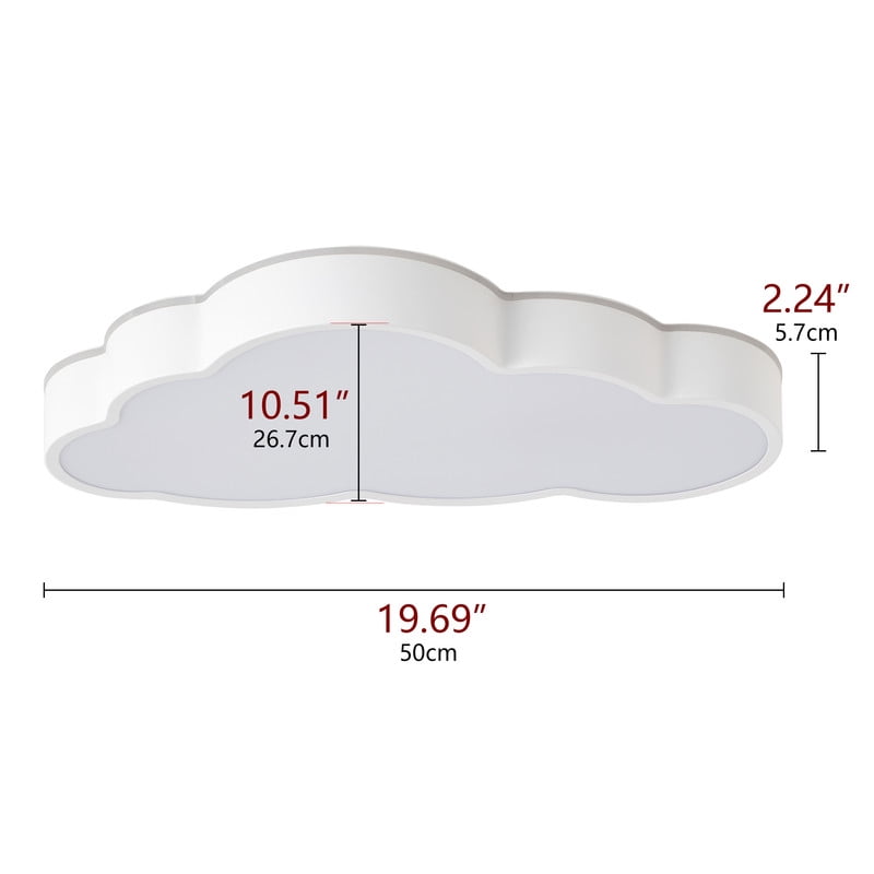 Aiwen LED Flush Mount Ceiling Light, Could-Shaped Ceiling Fixture with Polystyrene Lampshade, Perfect for Bedroom, Powder Room & Kids' Room (24W)