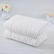 Charisma 100% Cotton Luxury Ribbed Bath Towel, 2-Piece, White - NEW