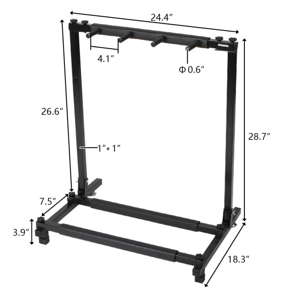 Alvantor Triple Folding Guitar and Bass Holder Rack Stand with Neoprene Protection, Black