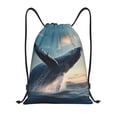 thumbnail image 1 of Xecao Dancing Whale Pattern Sports Drawstring Backpack - String Swim Gym Bag with Wet Proof Pocket for Women&Men-Medium, 1 of 6