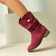 thumbnail image 7 of UngA Womens Boot Low Heel Slouchy Suede Slip On Casual Boots with Side Zipper Mid-Calf Boots for Women Wine,Size 6.5, 7 of 7