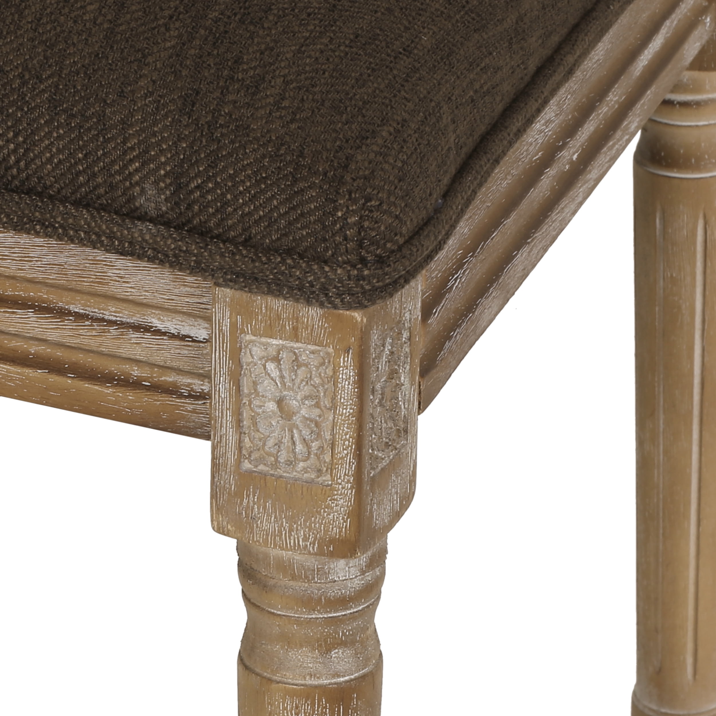 Noble House Robin French Wood Upholstered Dining Chair, Set of 4, Brown