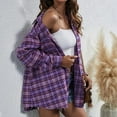 thumbnail image 3 of Uhndy Women's Casual Bust Flannel Plaid Lapel Button Down Shacket Jacket Shirts Coat, 3 of 5