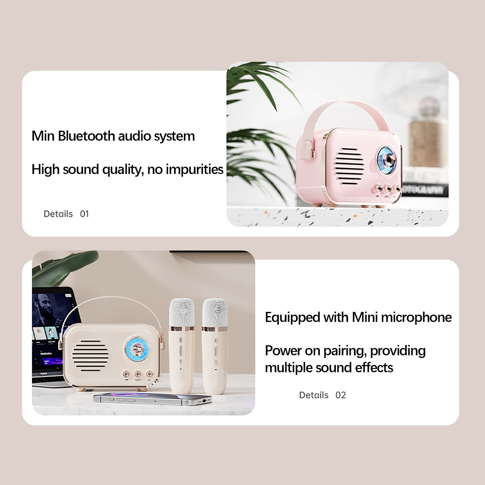 Apmemiss Clearance Karaoke Machine for Kids, Mini Portable Bluetooth Karaoke Speaker Wireless Mics for Kids Adults, Gifts Toys for Girls Boys Family Home Party Girls Christmas Gifts