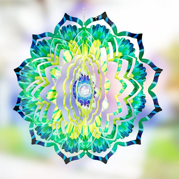 Dawhud Direct | Vp Home Emerald Mandala Kinetic 3D Metal Outdoor Garden Decor