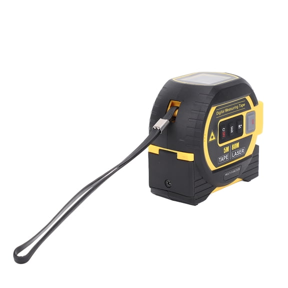Riousery 3-in-1 Laser Tape Measure 262 ft / 80 m Manual Ruler 16.4 ft Voice Broadcast Cross Line Woodworker Tool Yellow
