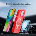 thumbnail image 2 of Dteck Strong Magnetic for iPhone 16 Pro Max Case, Compatible with MagSafe, Military-Grade Protection Translucent Matte Rugged Case for iPhone 16 Pro Max,Red, 2 of 4