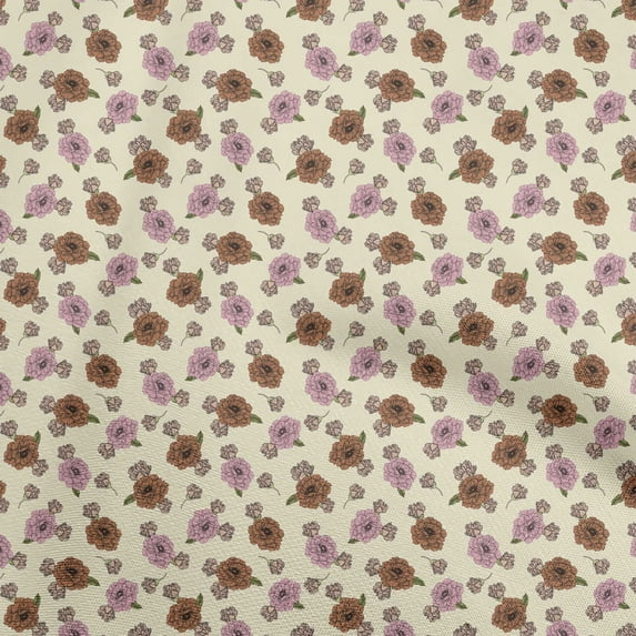 oneOone Velvet Light Beige Fabric Floral Diy Clothing Quilting Fabric Print Fabric By Yard 58 Inch Wide