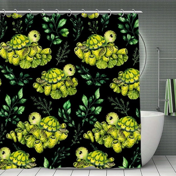 Beach Shower Curtain 70.8×70.8Inch Turtle Pattern Repeat Shower Curtain Summer Ocean Theme Shower Curtain for Bathroom Decor,Fabric Waterproof with Hooks