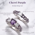thumbnail image 4 of Cherri Purple Wedding Ring Set for Women Cz Princess Engagement Ring Matching Band Ginger Lyne Collection, 4 of 5