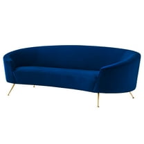 Sofa, Blue Navy, Velvet, Modern Contemporary, Mid Century Living Hotel Lounge Cafe Lobby