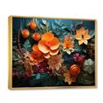 thumbnail image 2 of Designart "Tropical Tangle Orange Blue painting V" Abstract Collages Floater Framed Wall Art Print, 2 of 7