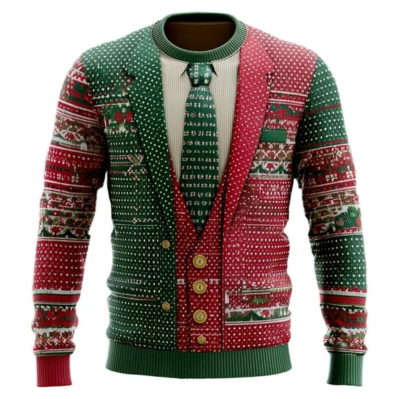 Rhuody Men Christmas Sweatshirts Round Neck Xmas Long Sleeve Solid Color Pullover Sweatshirt Xl Red