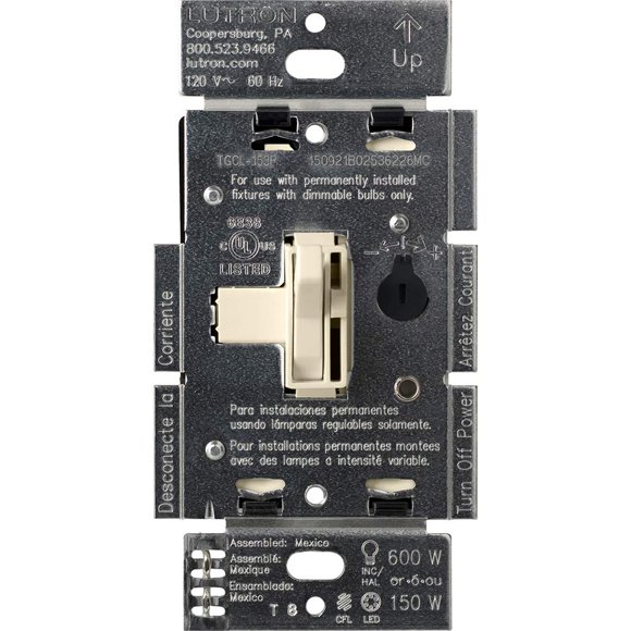 Interruptor de intensidad Lutron Toggler LED+ 150 W unipolar/3 vías
