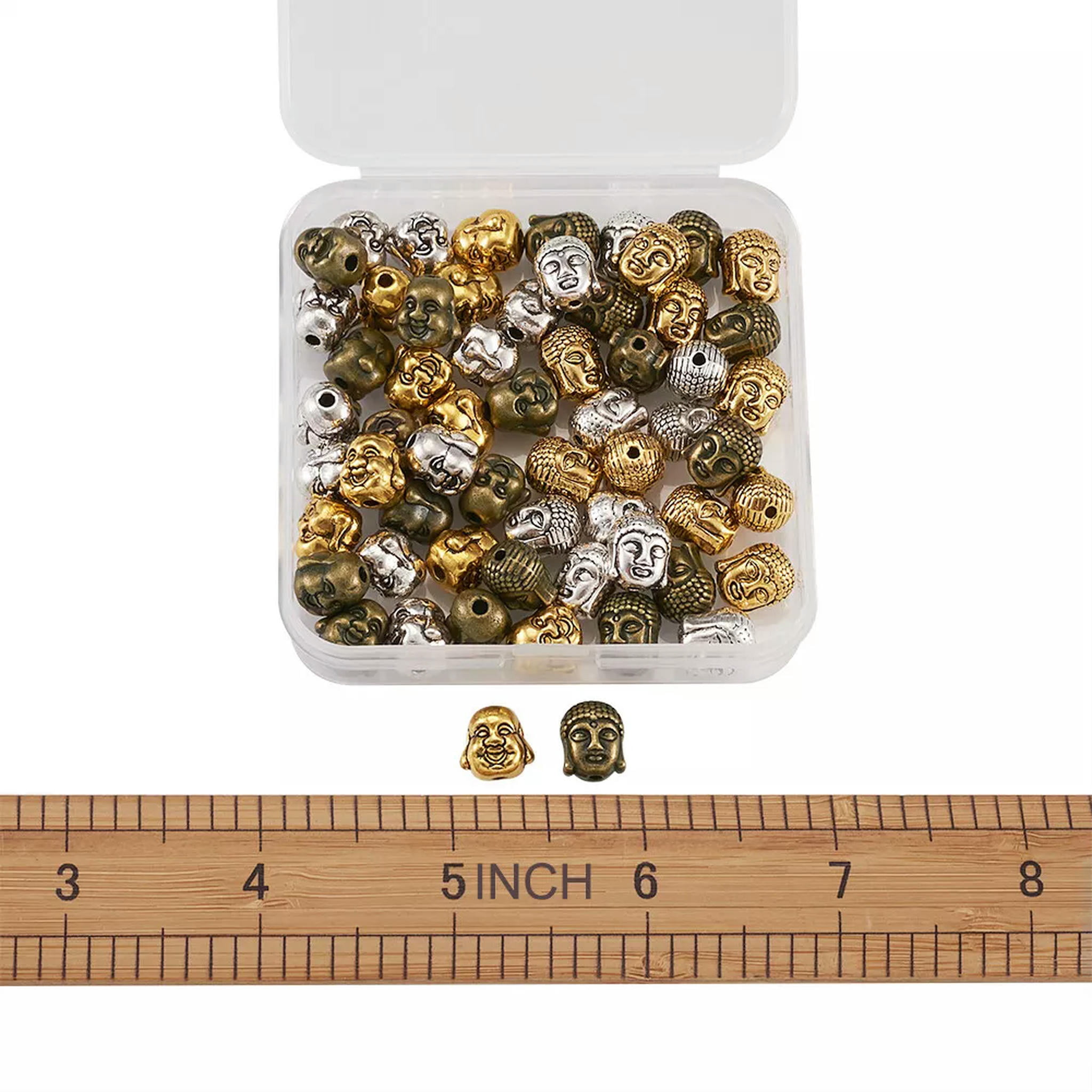 EOEMY 60Pcs Tibetan Alloy Buddha Beads Mini Metal Loose Spacer For Buddhist 10~11mm