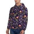 thumbnail image 3 of Pofeuu Lavender Flowers Print Mens Casual Hooded Collar Drawstring Hoodies Pullover Sweatshirts Casual Long Sleeve Shirts-Small, 3 of 7