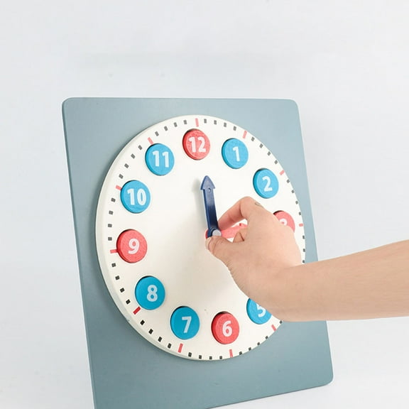 LEORX Time Education Toys Clock for Kids Wood Blue 1Pack