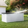 thumbnail image 3 of REKHH  120 Gallon Large Deck Box, Resin Outdoor Storage Box with Lockable Black Lid for Outdoor Pillows, Garden Tools and Pool Supplies, Waterproof, Lockable,, 3 of 3