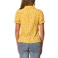 thumbnail image 3 of INSPIRAR CHIC Blusa de Algodón Floral con Mangas Abullonadas y Cuello Peter Pan para Verano, Uso Casual, M Amarillo Púrpura, 3 of 6