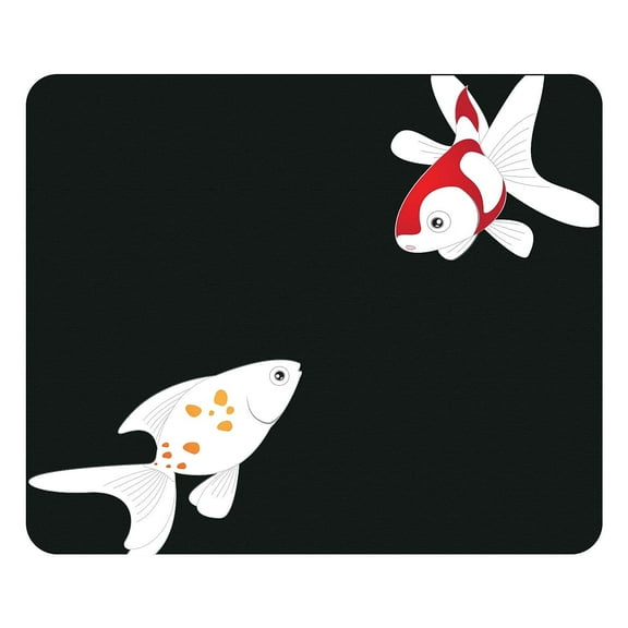 OTM Iconic Prints Black Mouse Pad, Goldfish - Goldfish - Black - Rubber - Slip Resistant