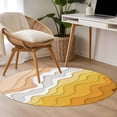thumbnail image 4 of Round Rugs 3Ft, Yellow Coastal Beach Round Area Rug Washable Indoor Throw Carpet, Farmhouse Simple Sea Waves Lines Small Non Slip Circle Rug for Bedroom Living Room Home Decor Aesthetic, 4 of 8