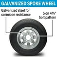 thumbnail image 2 of Seachoice 53421 ST205/75R15C/5H KR35 15" Galvanized Spoke, 5 Lug Radial Tire & Wheel Assembly, 2 of 5