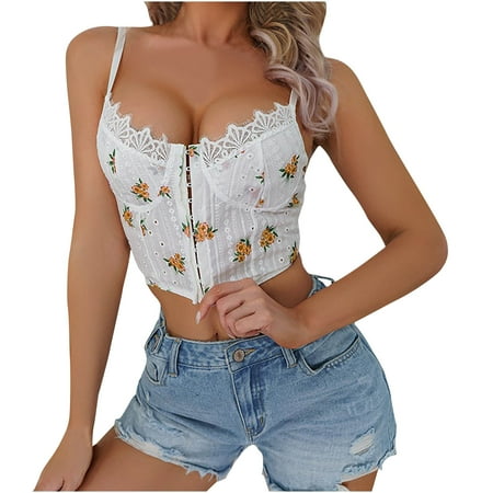 

REORIAFEE Bralettes for Women Girl Women Lingerie Underwear Sexy Babydoll Women Nightgown Sleepwear Fashion Lingerie Floral Print Lace Hollow Vest Girdle Breastplate Suspender Corset Orange M