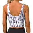 thumbnail image 3 of Fotbe Lavender Flowers Pattern Womens' Sports Bra Longline Wirefree Padded with Medium Support Sports Moisture-Wicking Workou Vest,Tank Top-, 3 of 9