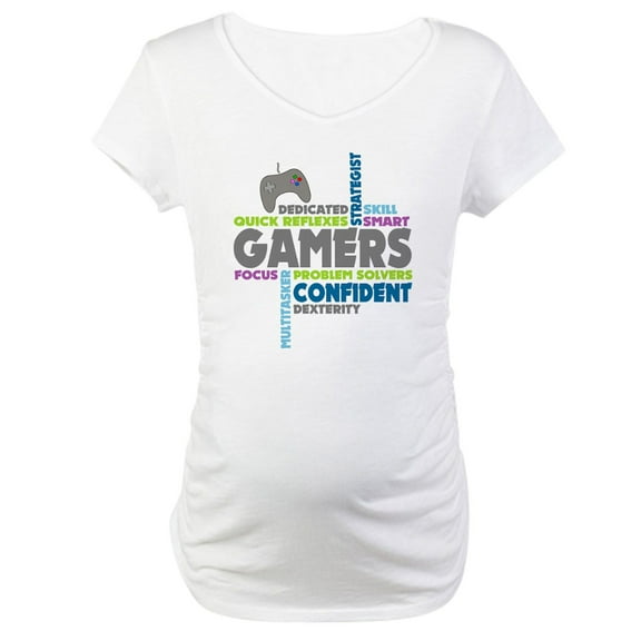 CafePress - Gamers Maternity T Shirt - Cotton Maternity T-shirt, Cute & Funny Pregnancy Tee