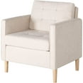 thumbnail image 2 of LAZZO Mid Century Modern Accent Arm Chair, Comfy Upholstered Living Room Chair, Bedroom Reading Chair for Adults, Space-Saving Small Space Furniture, Beige, 2 of 7