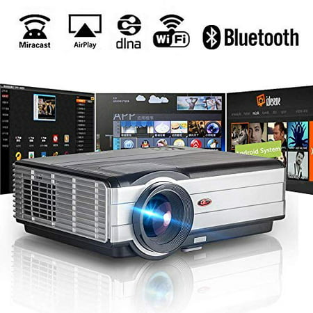 Wireless Bluetooth WiFi HDMI Projector 4200 Lumens 1080P Smart Multimedia Home Theater Cinema 2019 Android 6.0 LCD LED
