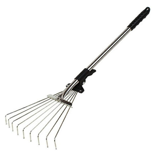 Adjustable Garden Leaf Rake,Telescopic Metal Rake, Expandable Folding